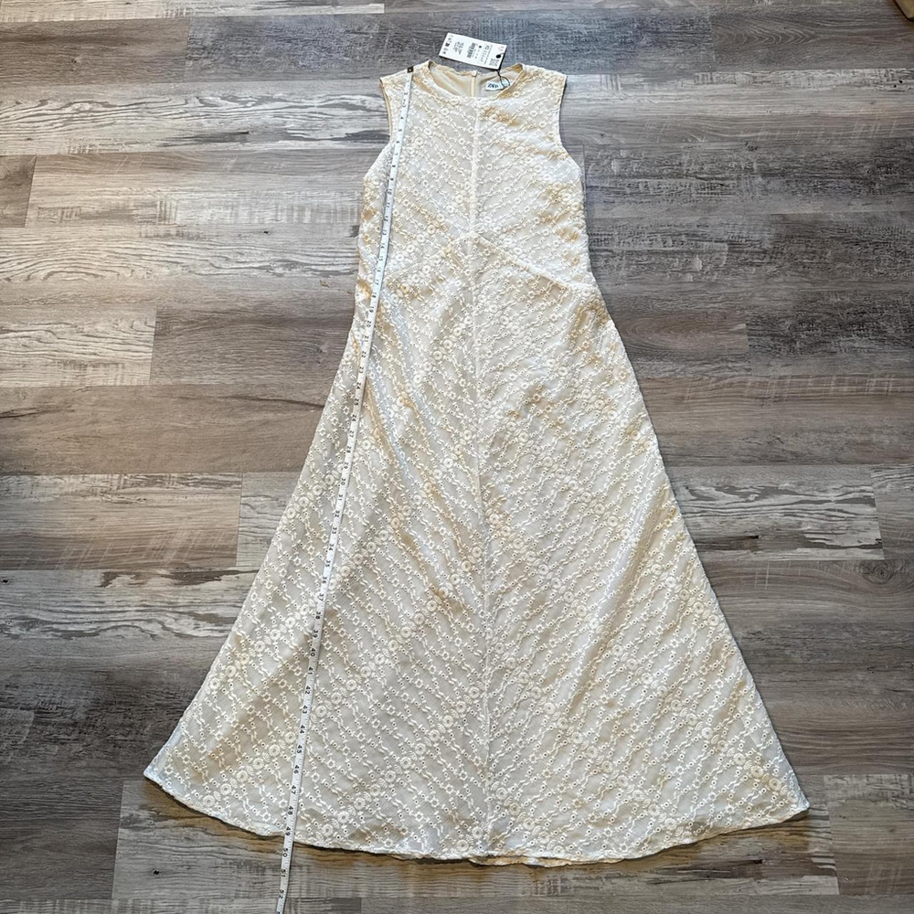 ZARA EMBROIDED SUMMER MIDI DRESS - BRAND NEW WITH TAG - SIZE XS
